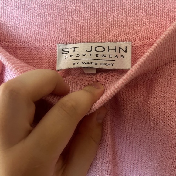 St John By Marie Grey High Waisted Pink Cropped Trousers Size 2 - Picture 3 of 5